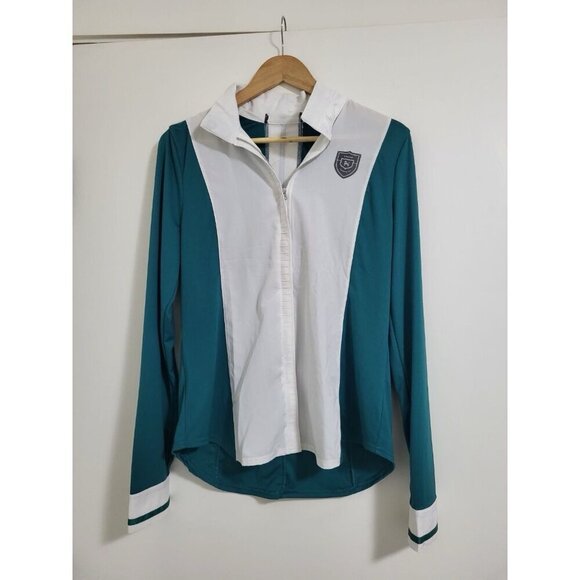ASMAR Equestrian Show Jacket Teal White Zip Up Riding Shirt - Picture 1 of 8